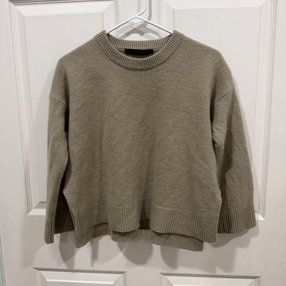 Jenni Kayne 100% Cashmere Everyday Sweater Taupe Brown M 37-7356-B21